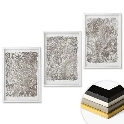 Set 3 tablouri living Valuri abstracte în nuanțe de gri