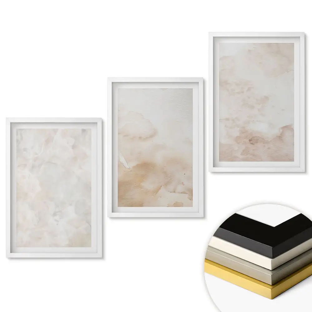 Set tablouri pentru living cu acuarele abstracte în nuanțe delicate