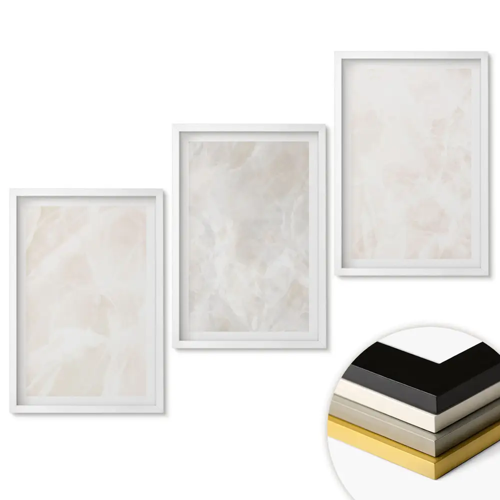 Set 3 tablouri pentru living cu fundaluri elegante în nuanțe de alb
