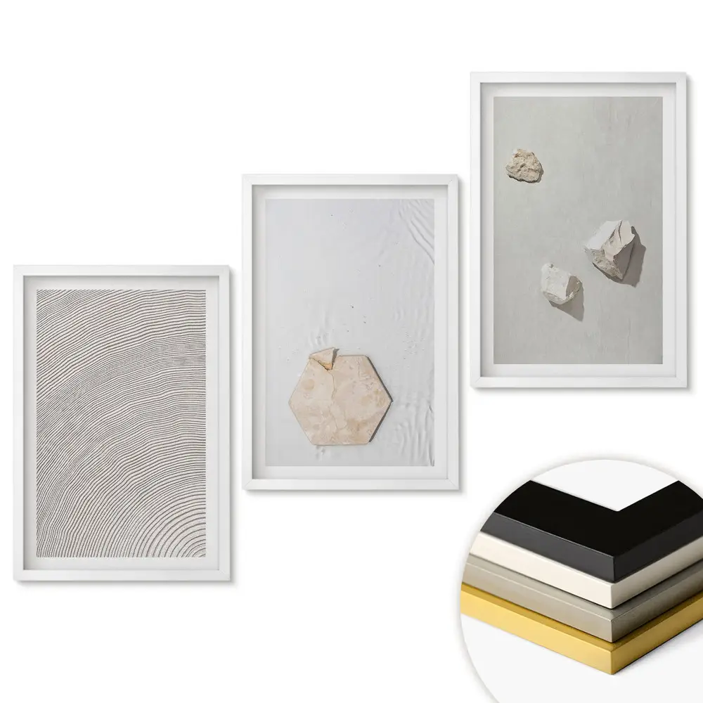 Set de 3 tablouri pentru living cu texturi și forme minimaliste