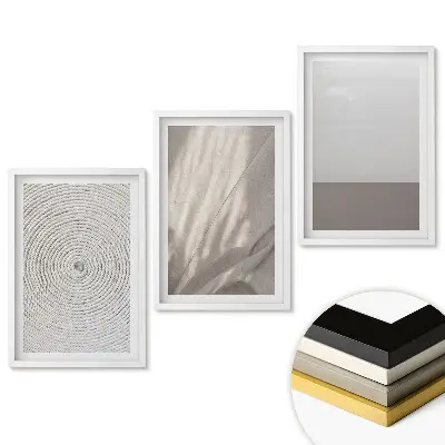 Set 3 tablouri living Compoziții minimaliste în tonuri neutre
