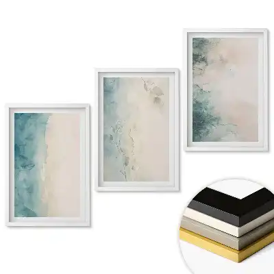 Set de 3 tablouri pentru living cu acuarele abstracte în culori delicate