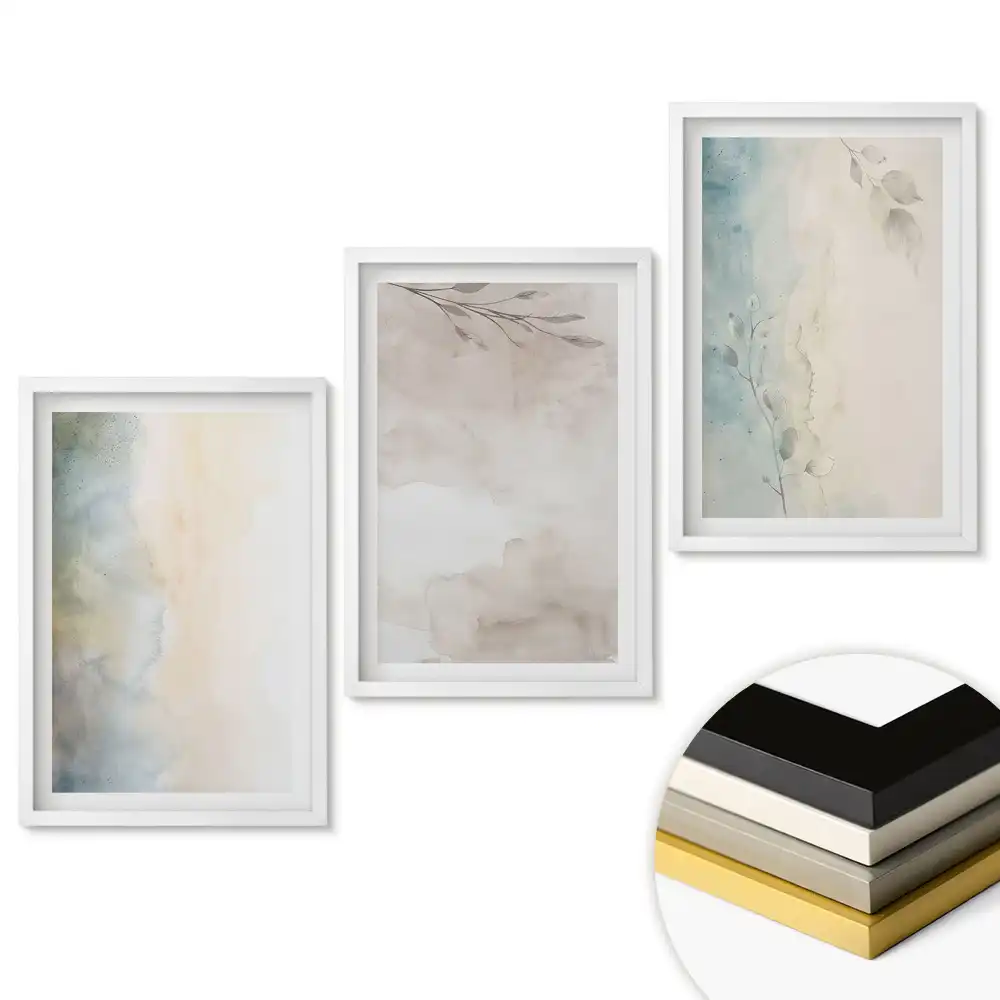 Set tablouri pentru living Acuarele delicate în culori discrete