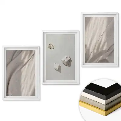 Set de 3 tablouri pentru living cu compoziții minimaliste și motive naturale
