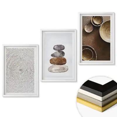 Set de 3 tablouri pentru living Armonia naturii în stil minimalist