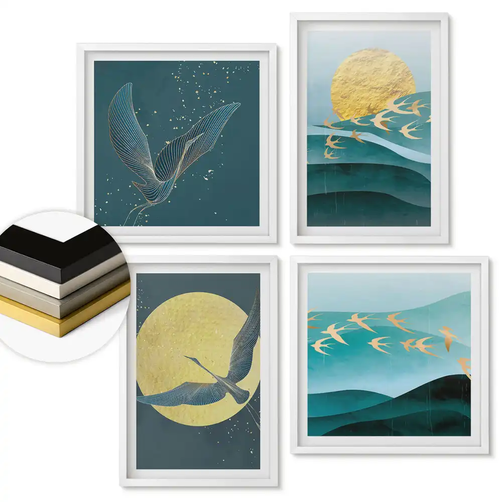 Set de 4 tablouri înrămate Armonia naturii în stil modern