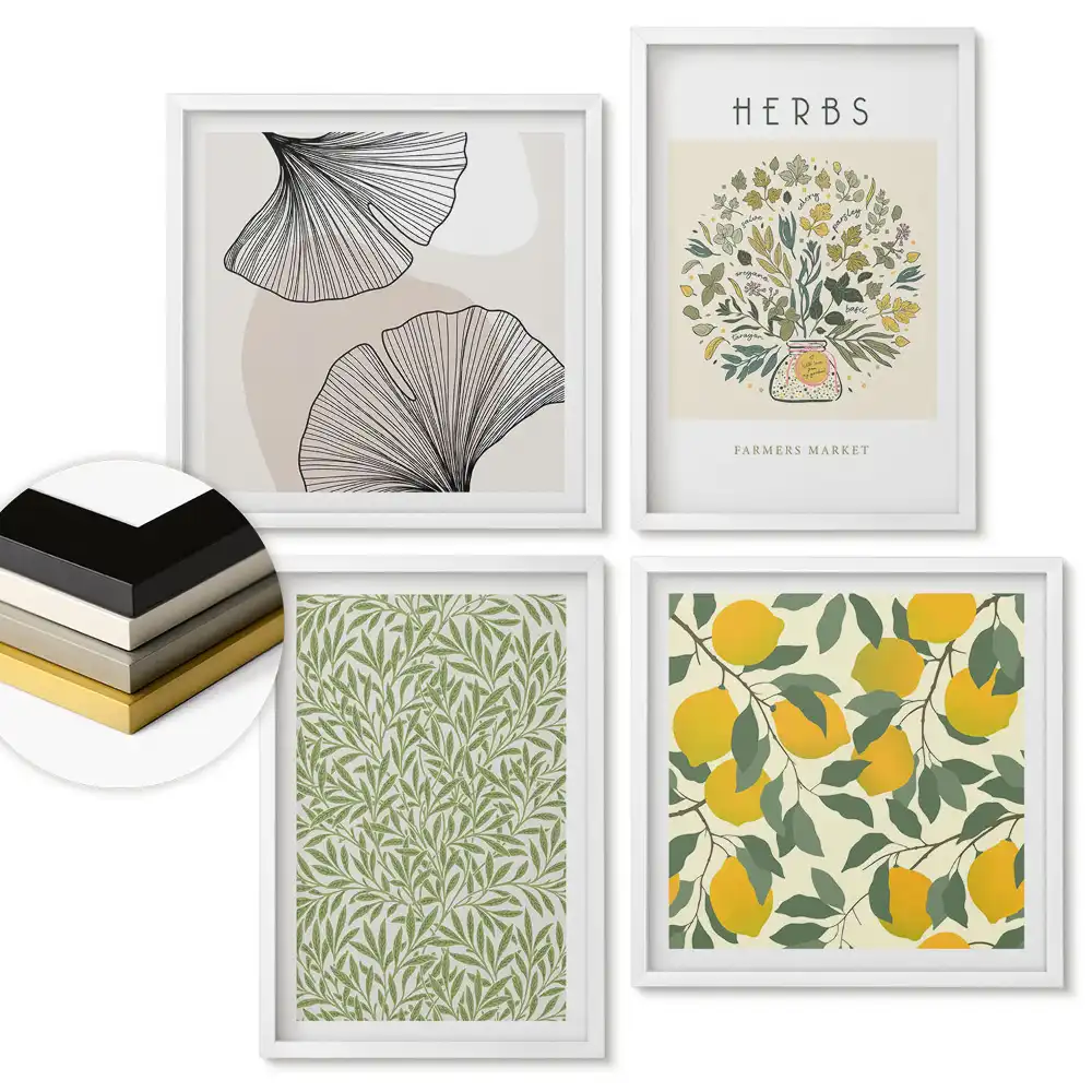 Set de 4 tablouri înrămate cu tematică Inspirații naturale în stil modern