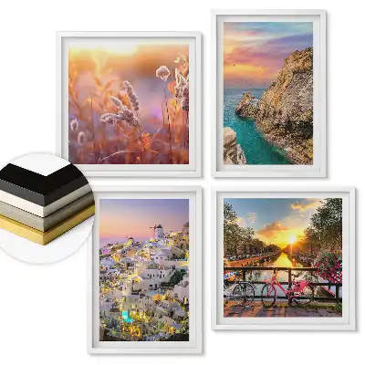 Set 4 tablouri înrămate Frumusețea naturii și arhitecturii în picturi