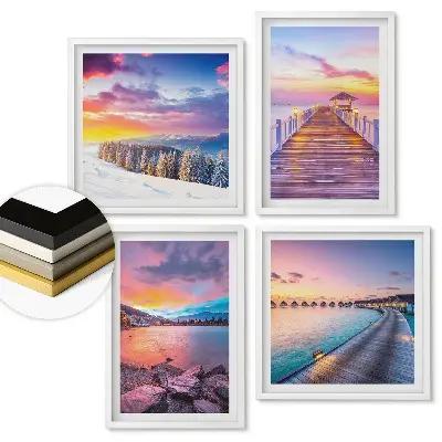 Set 4 tablouri înrămate Frumusețea naturii în diferite anotimpuri