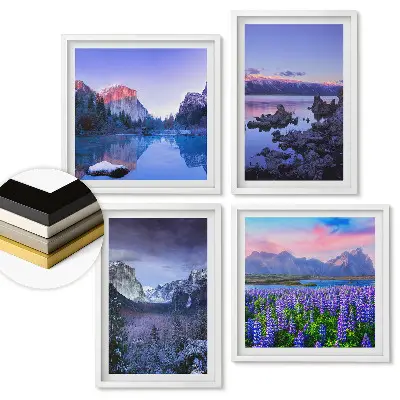 Set 4 tablouri înrămate Peisaje naturale în diferite anotimpuri