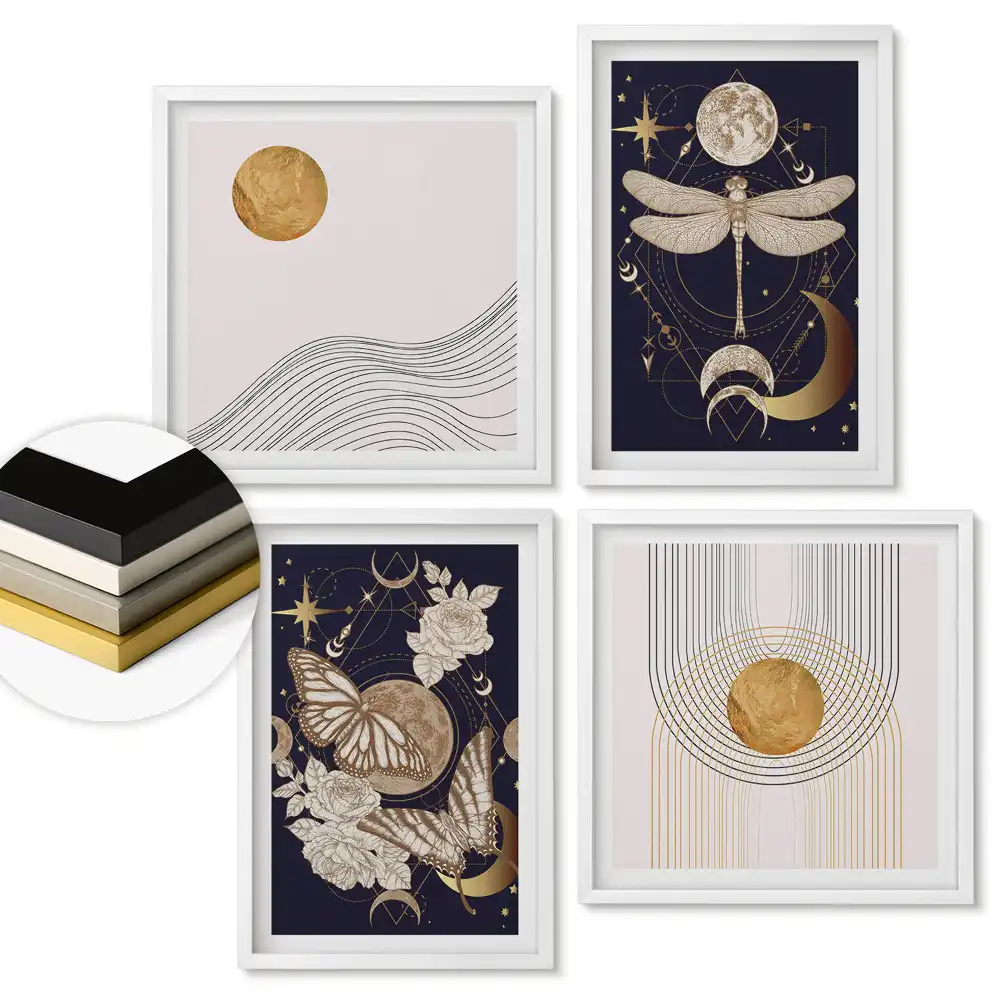 Set de tablouri înrămate cu motive cosmice în stil elegant