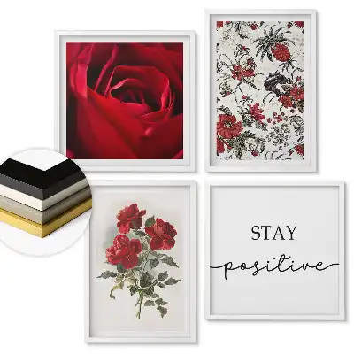 Set 4 tablouri înrămate Inspirații florale și mesaje pozitive