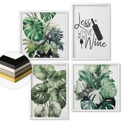 Set tablouri înrămate Inspirații din plante cu o notă de vin