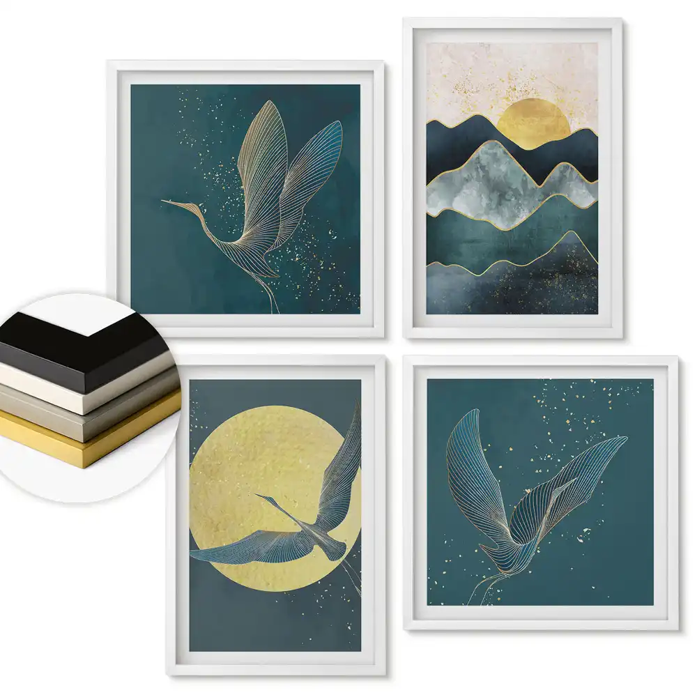 Set de 4 tablouri înrămate O armonie elegantă între natură și artă