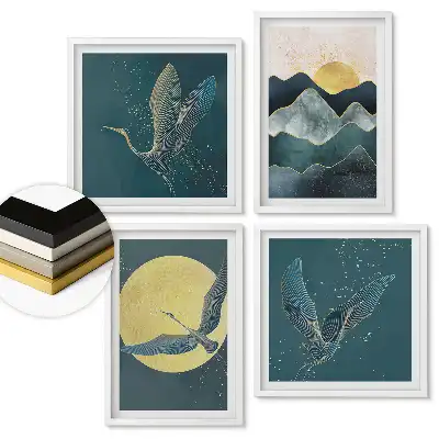Set 4 tablouri înrămate O armonie elegantă între natură și artă