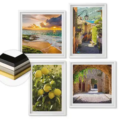 Set 4 tablouri înrămate Locuri fermecătoare și frumusețe naturală