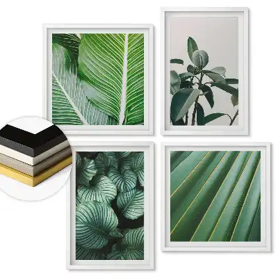 Set tablouri înrămate Armonia verde a naturii în grafică