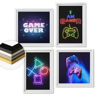 Set tablouri înrămate Jocuri în stil neon pentru jucători