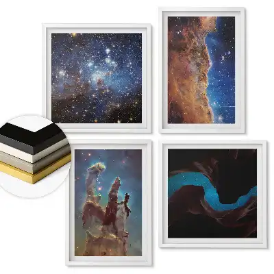 Set 4 tablouri înrămate Frumusețea Cosmică: Galaxii și Nebuloase
