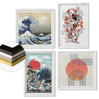 Set tablouri înrămate Artă japoneză în stil modern