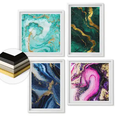 Set de tablouri înrămate Abstracțiuni colorate cu efect auriu