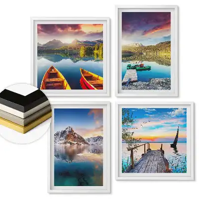 Set 4 tablouri înrămate Peisaje pitorești cu natură și apă