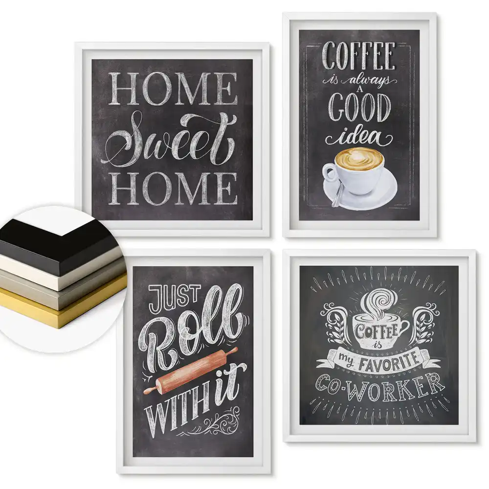 Set 4 tablouri înrămate Inspirații pentru cafea