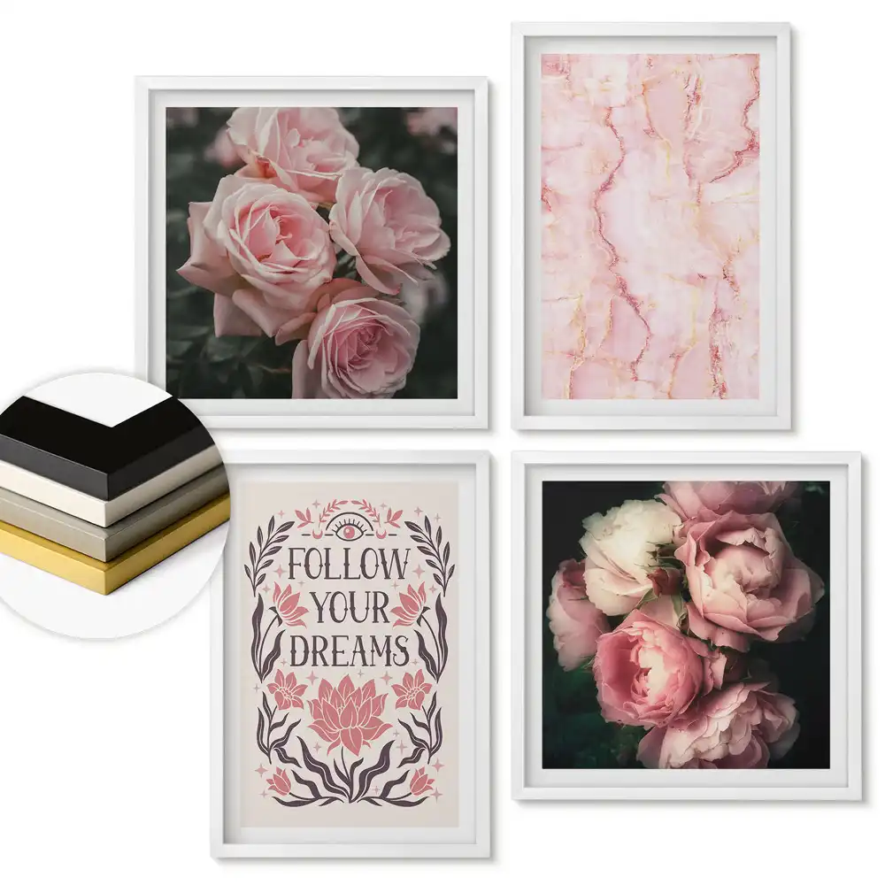 Set tablouri înrămate Flori și motive decorative inspirate