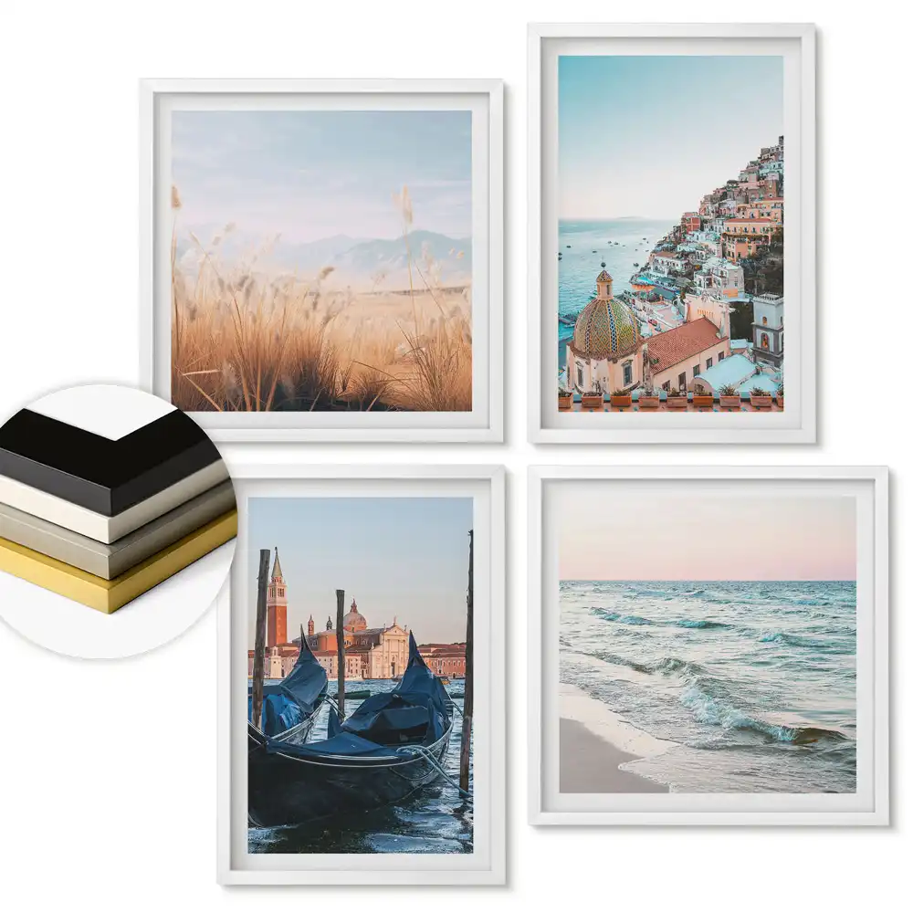 Set 4 tablouri înrămate Peisaje italiene și frumusețe naturală