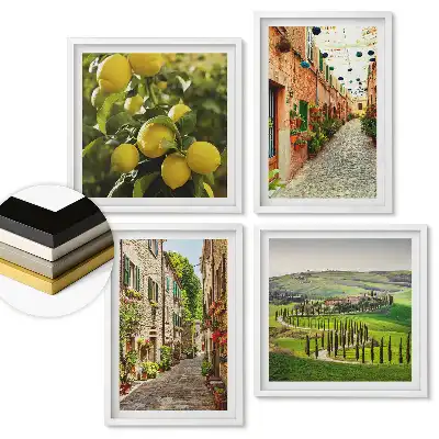 Set 4 tablouri înrămate Peisaje fermecătoare și străzi colorate