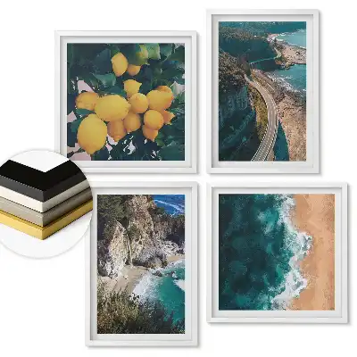 Set de 4 tablouri înrămate cu tematică natură în patru versiuni