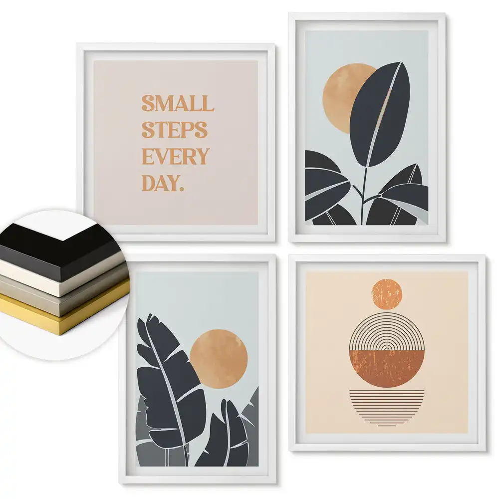 Set de 4 tablouri înrămate cu design minimalist pentru interior