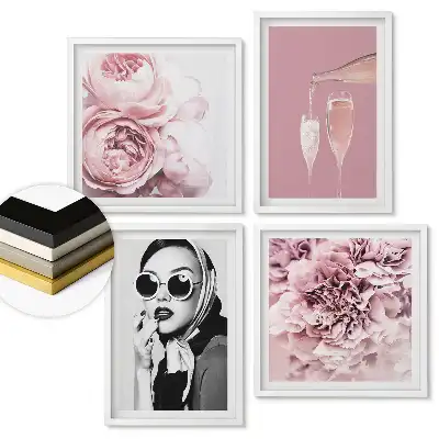 Set de 4 tablouri înrămate Eleganță și inspirație florală