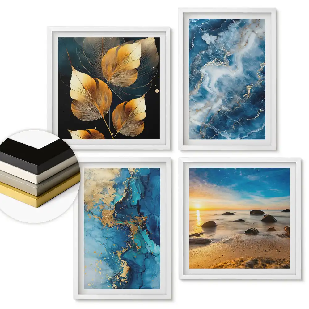 Set de tablouri înrămate Natura și abstracția într-o compoziție armonioasă