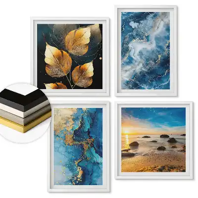 Set de tablouri înrămate Natura și abstracția într-o compoziție armonioasă