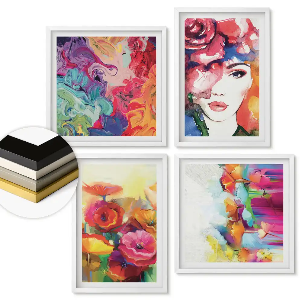 Set de 4 tablouri înrămate Emoții colorate în arta modernă