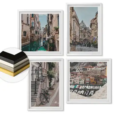 Set 4 tablouri înrămate Locuri fermecătoare din diferite orașe