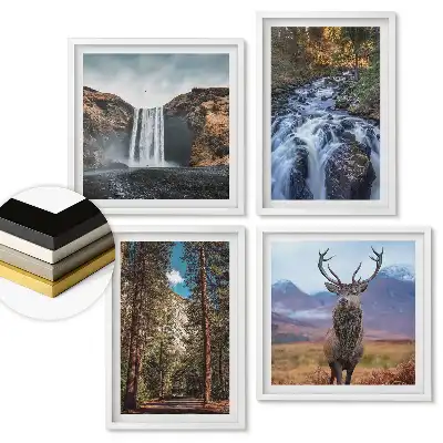 Set de patru tablouri înrămate cu tematică naturală