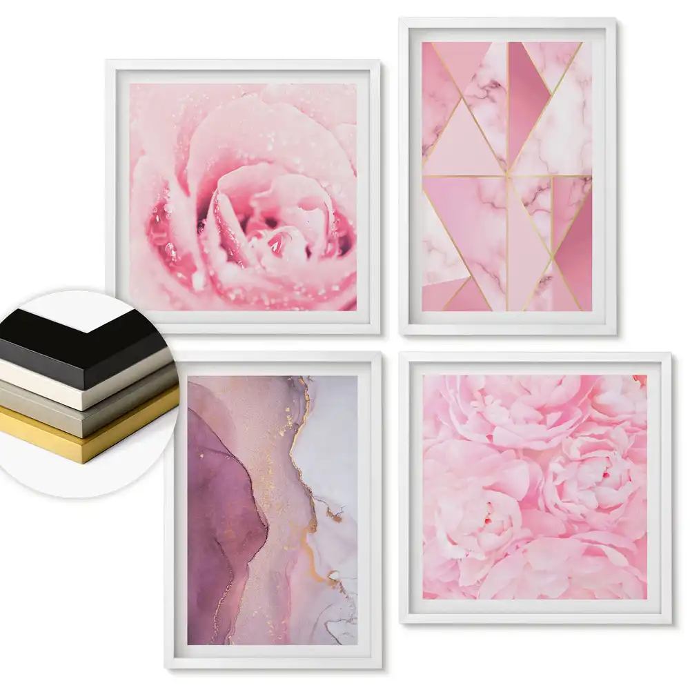 Set de tablouri înrămate Inspirații roz în nuanțe delicate