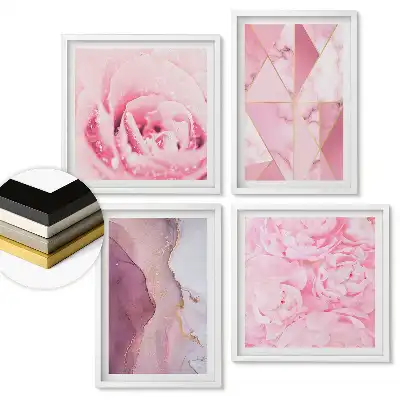 Set de tablouri înrămate Inspirații roz în nuanțe delicate