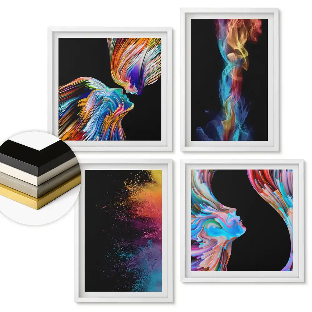 Set de 4 tablouri înrămate Culorile emoțiilor abstracte
