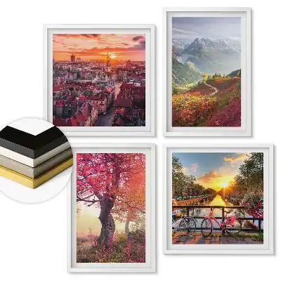 Set 4 tablouri înrămate Peisaje naturale în diferite anotimpuri