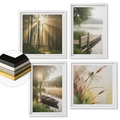 Set tablouri înrămate Pacea naturii în patru versiuni