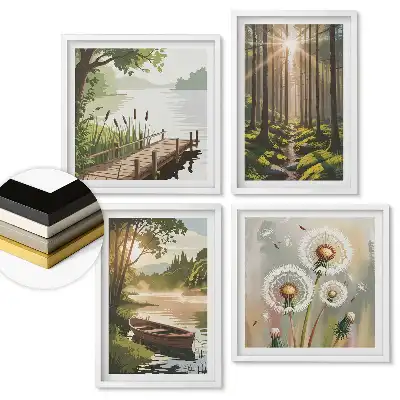 Set 4 tablouri înrămate Natura în patru scene de pictură