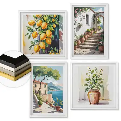 Set 4 tablouri înrămate Peisaje pline de culori și natură