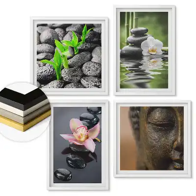 Set 4 tablouri înrămate Armonia naturii și pacea în artă