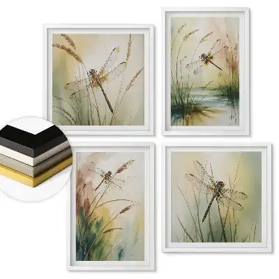 Set tablouri înrămate Fluturi pe un fundal natural în pasteluri