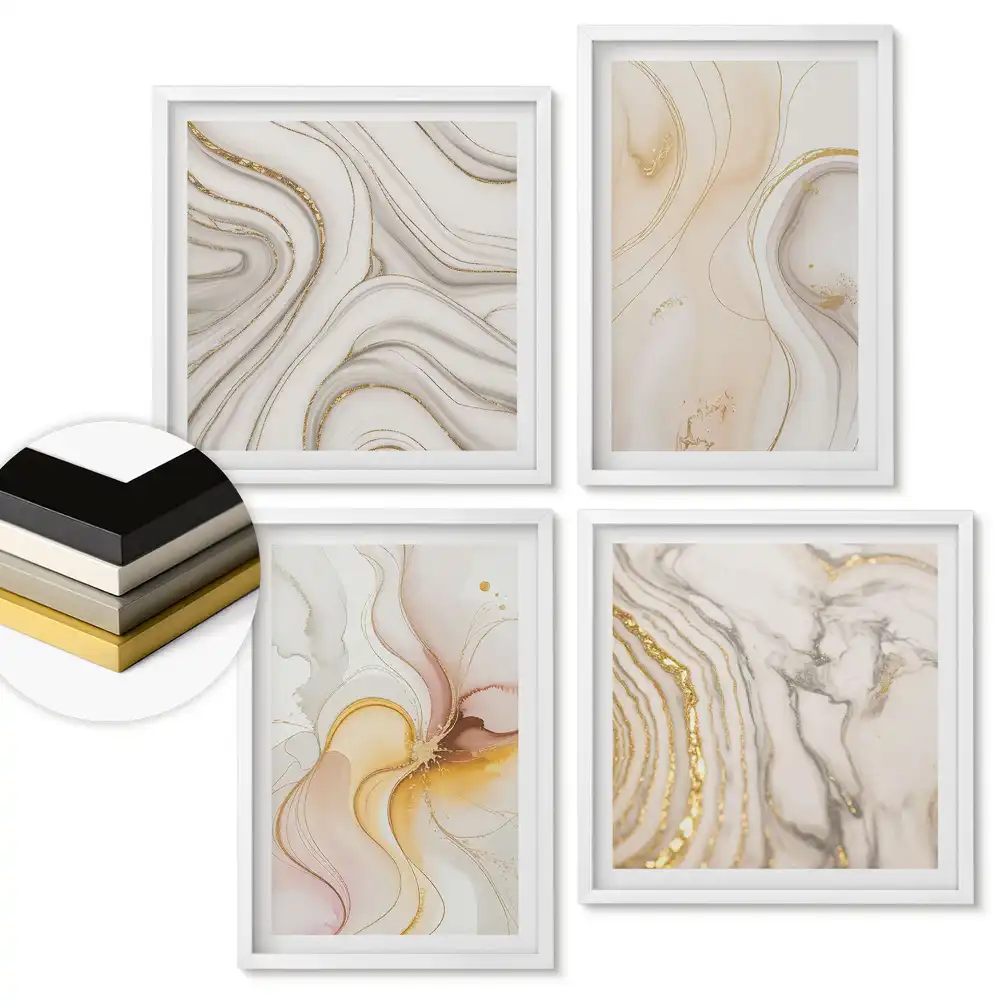 Set de tablouri înrămate Abstracțiuni elegante în nuanțe de bej
