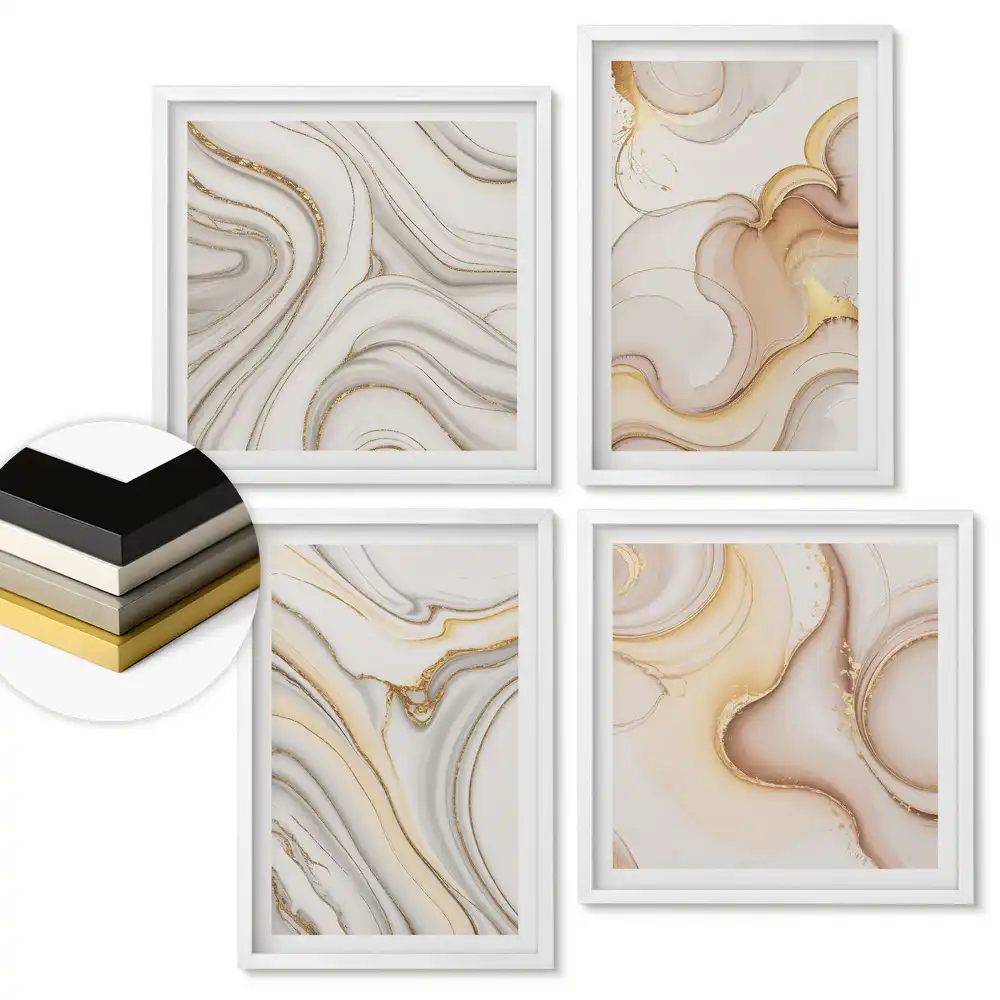 Set tablouri înrămate Modele abstracte în nuanțe delicate