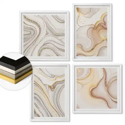Set de tablouri înrămate cu modele abstracte în nuanțe delicate